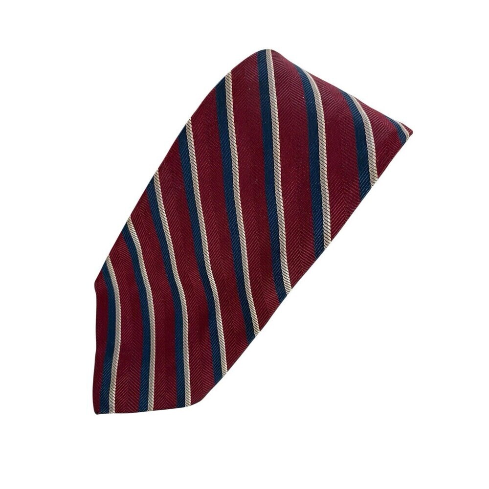 Vtg Christian Dior Tie Men's Necktie Silk Repp Stripe Maroon 55.5 X 3 Short USA